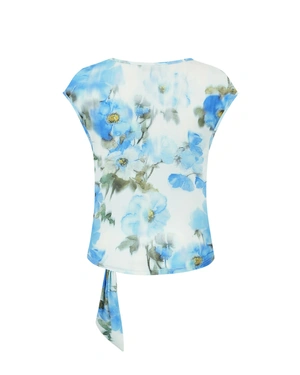 Tricou cu decolteu grecesc, cu imprimeu floral | Tricouri - 1