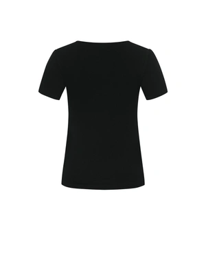 შავი მომდგარი მაისური ოვალური დეკოლტეთი |  - 1