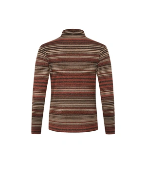 Bluză tricotată cu fire de lurex cu dungi în tonuri pământii | COLECTIE | Dikastore.ro - 1 Bluză tricotată cu fire de lurex cu dungi în tonuri pământii | COLECTIE - 1