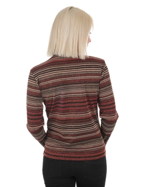 Bluză tricotată cu fire de lurex cu dungi în tonuri pământii | COLECTIE | Dikastore.ro - 5 Bluză tricotată cu fire de lurex cu dungi în tonuri pământii | COLECTIE - 5