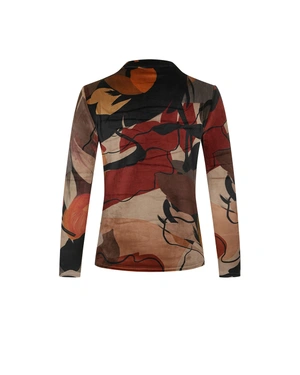 Velvet blouse with stylized earthy print | T-shirts and Tops - 1