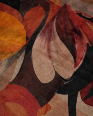 Velvet blouse with stylized earthy print | T-shirts and Tops - 2