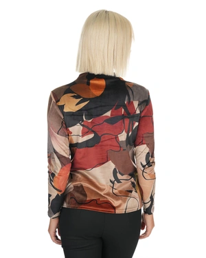 Velvet blouse with stylized earthy print | T-shirts and Tops - 4