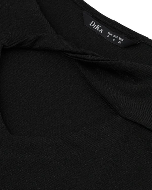 Black knit T-shirt with keyhole neckline | NEW - 2