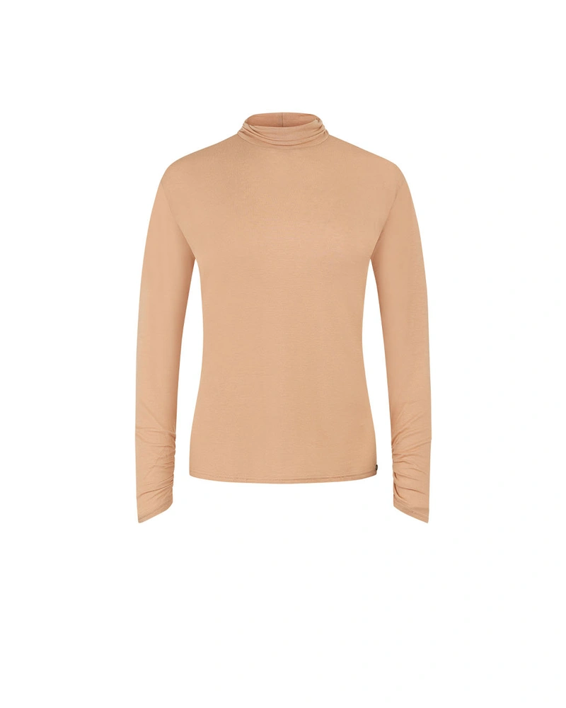 Beige turtleneck in lyocell and wool | NEW