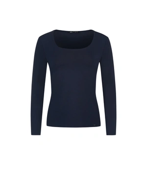 Dark blue viscose blouse with square neckline | T-shirts and Tops
