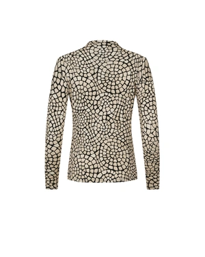 ბეჟი ვისკოზის მაღალყელიანი ზედა გეომეტრიული პრინტით | მაისურები და ტოპები - 1