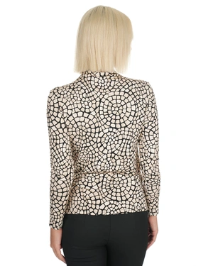 ბეჟი ვისკოზის მაღალყელიანი ზედა გეომეტრიული პრინტით | მაისურები და ტოპები - 5