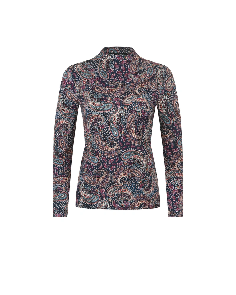 Blouse with colorful paisley motifs in warm tones | Business