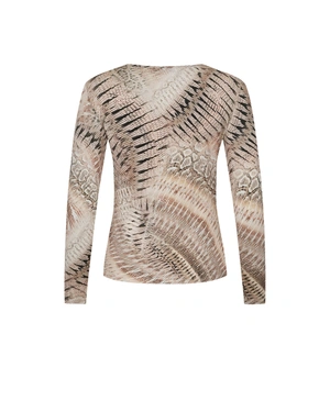 ბლუზა გველის პრინტით, კვადრატული დეკოლტეთი, დამზადებული ვისკოზისგან | მაისურები და ტოპები - 1