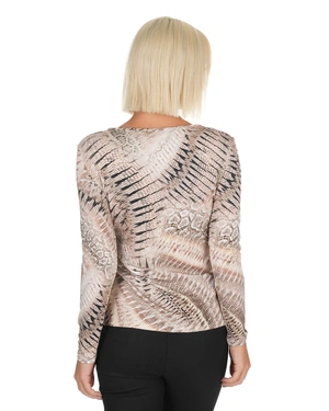 ბლუზა გველის პრინტით, კვადრატული დეკოლტეთი, დამზადებული ვისკოზისგან | მაისურები და ტოპები - 5