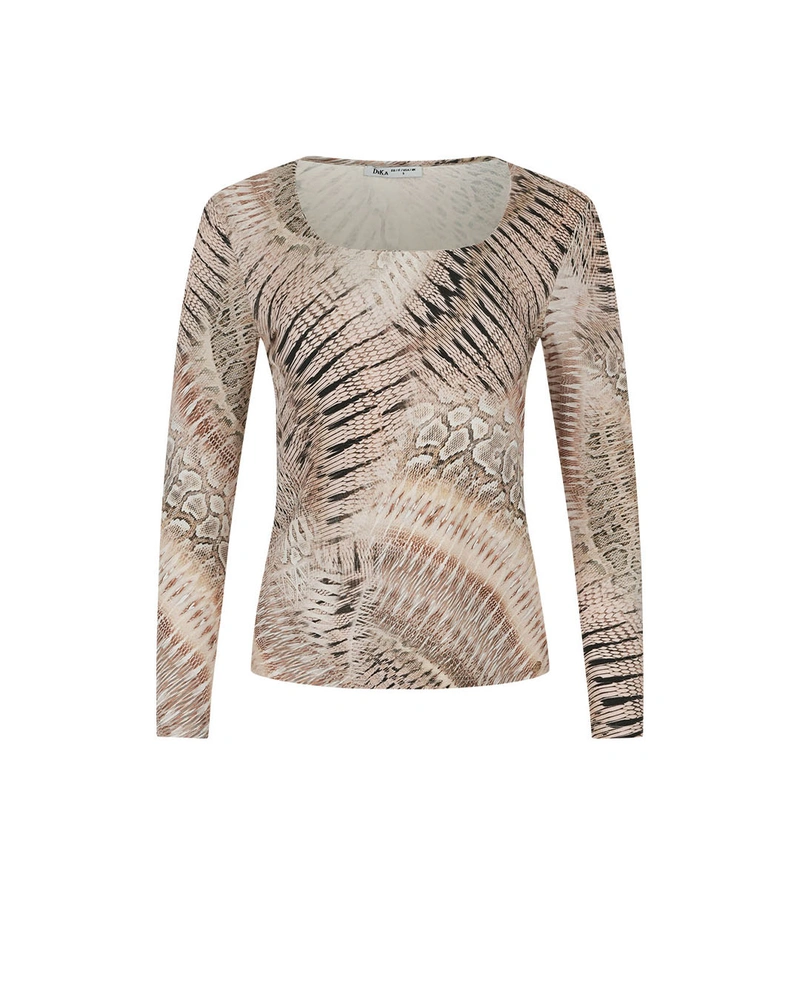 Blouse with snake print, square neckline, made of viscose | T-shirts and Tops