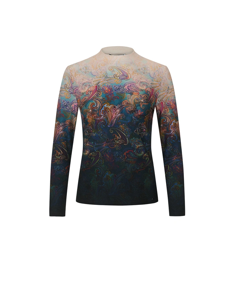 Viscose blouse with gradient paisley-inspired print | Business collection