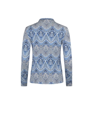 Jersey blouse with paisley motif in blue with silk blend | Business collection - 1