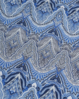 Jersey blouse with paisley motif in blue with silk blend | Business collection - 2