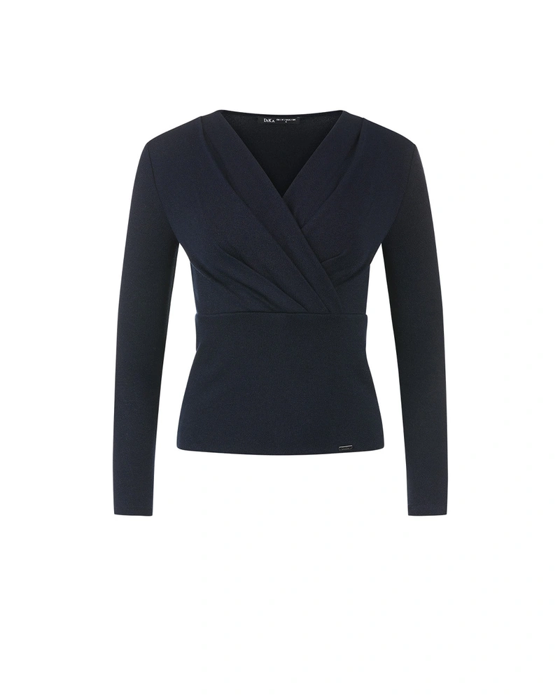Wrap-style blouse with long sleeves | NEW