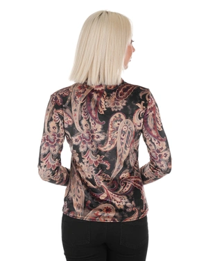 კლასიკური ნაქსოვი ბლუზა ნათელი პეისლის მოტივით შავ ფონზე | მაისურები და ტოპები - 5