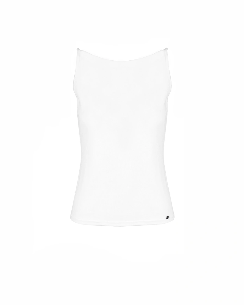 White modal top with crew neck and sleeveless | T-shirts | Dikastore.ro White modal top with crew neck and sleeveless | T-shirts