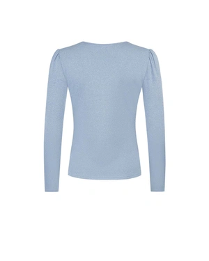 Light blue sweater with V-neck and slight puff sleeve | COLLECTION - 1