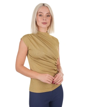 Blouse en tricot vert olive avec drapé | Tshirts et Tops - 5