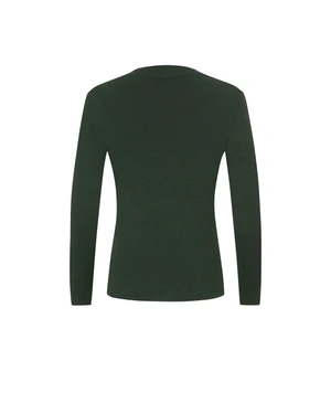 Women's knitted long-sleeve T-shirt in dark green | NEW - 1