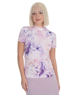 Вталена тениска с акварелен мотив в лилавата гама | Тениски и Топове - 2
