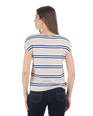 Striped beige fine viscose T-shirt | NEW - 3