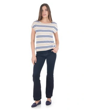 Striped beige fine viscose T-shirt | NEW - 4