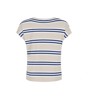 Striped beige fine viscose T-shirt | NEW - 5