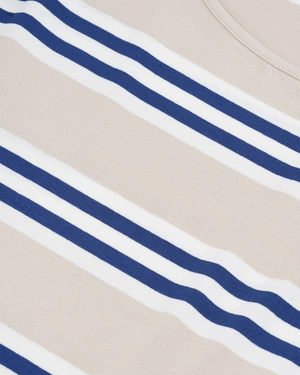 Striped beige fine viscose T-shirt | NEW - 6