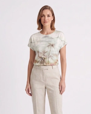 Elastic viscose T-shirt with a gradient stylized pattern | T-shirts - 1