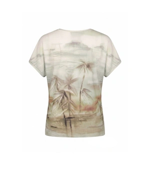 Elastic viscose T-shirt with a gradient stylized pattern | T-shirts - 2