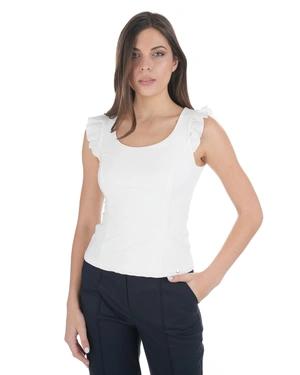 White T-shirt with flutter sleeves | NEW - 1