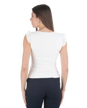 White T-shirt with flutter sleeves | NEW - 3