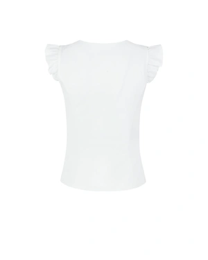 White T-shirt with flutter sleeves | NEW - 4