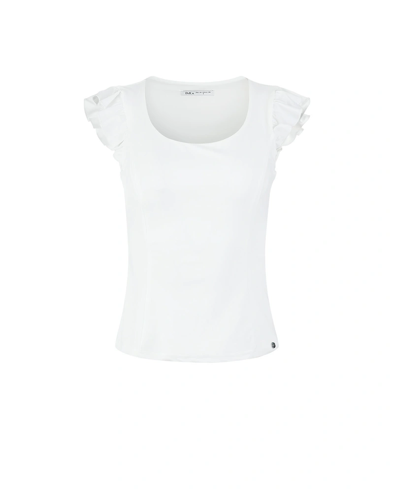 White T-shirt with flutter sleeves | NEW | Dika.rs White T-shirt with flutter sleeves | NEW