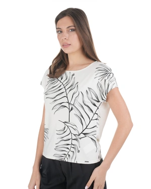 ვისკოზის მაისური პალმის ფოთლის გრაფიკული პრინტით | ახალი - 2