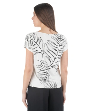 ვისკოზის მაისური პალმის ფოთლის გრაფიკული პრინტით | ახალი - 3