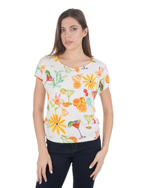 Summer viscose T-shirt with cherry and cocktail print | T-shirts - 2
