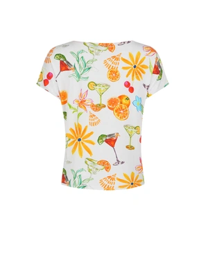 Summer viscose T-shirt with cherry and cocktail print | T-shirts - 4