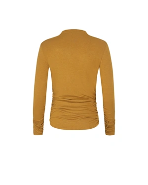 Mustard women's polo neck top | Blouses - 4