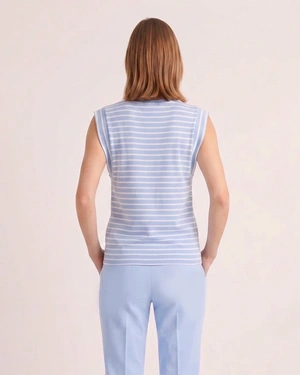 Light blue top with fine white stripes | NEW - 2
