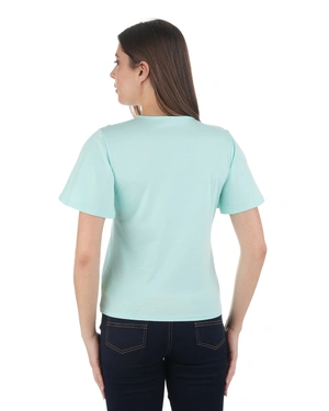 Комфортна тениска от лиосел и памук с V-образно деколте | НОВО - 2