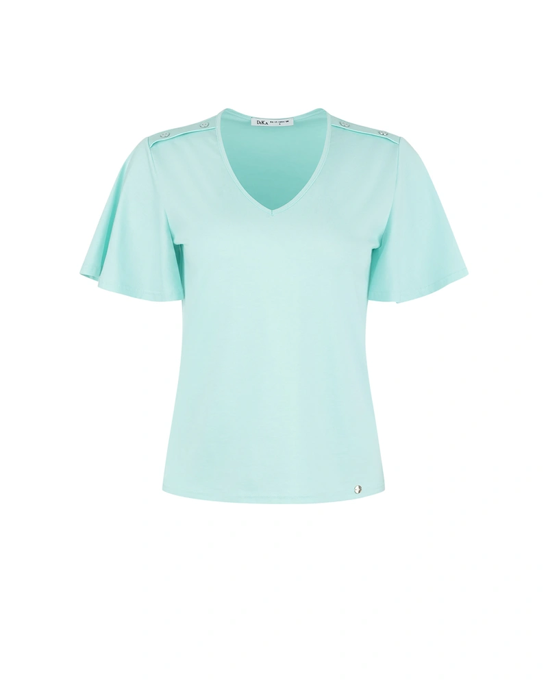 Комфортна тениска от лиосел и памук с V-образно деколте | НОВО | Dika.bg Комфортна тениска от лиосел и памук с V-образно деколте | НОВО