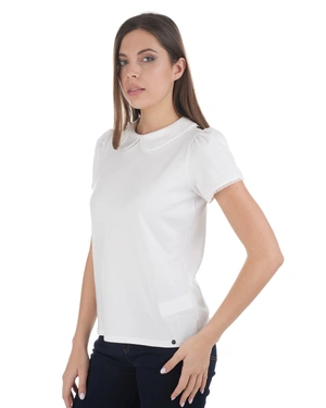 White knitted lyocell and cotton polo t-shirt | Casual collection - 2
