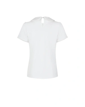 White knitted lyocell and cotton polo t-shirt | Casual collection - 4
