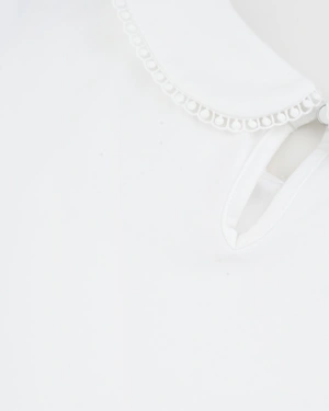 White knitted lyocell and cotton polo t-shirt | Casual collection - 5