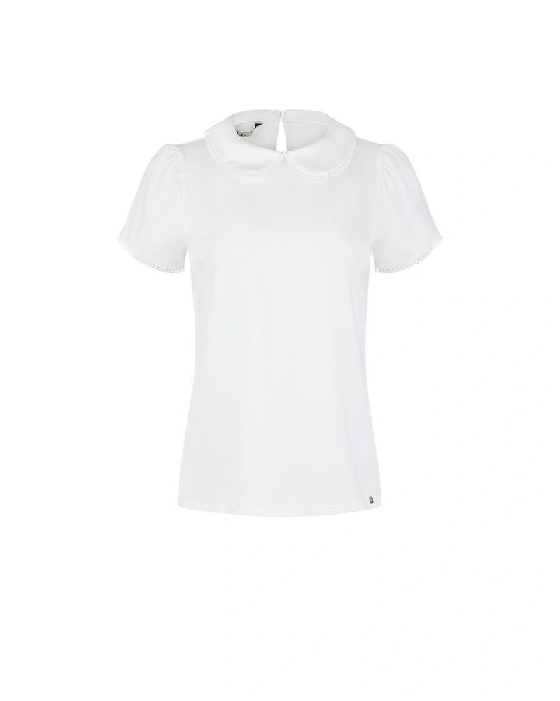 White knitted lyocell and cotton polo t-shirt | Casual collection