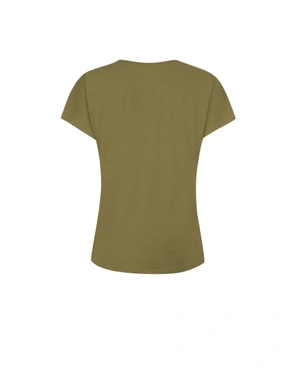 Pamučna majica sa V izrezom u kaki boji | NOVO - 4