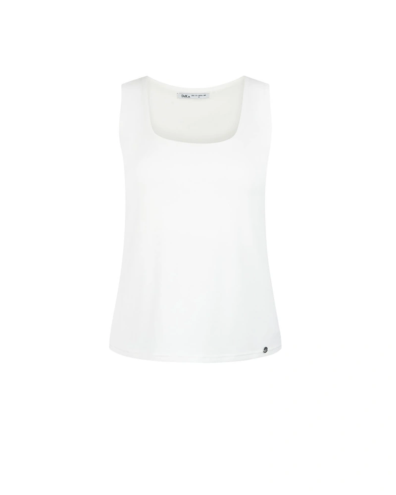 Бял топ без ръкави, с четвъртито деколте | НОВО